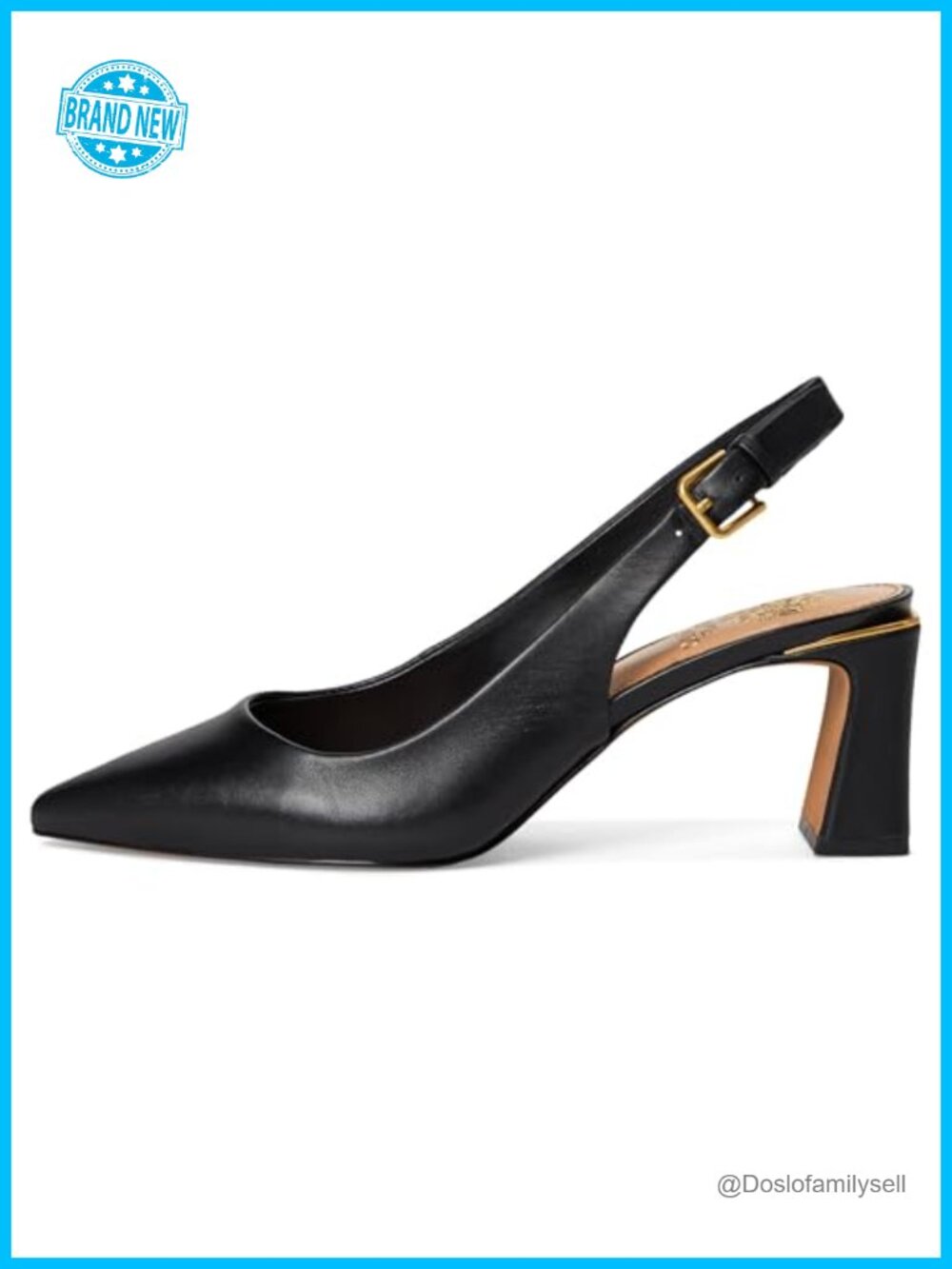 Leather Pointed Toe Slingback Block Heel Pump for Formal Occasions - Picture 3 of 6